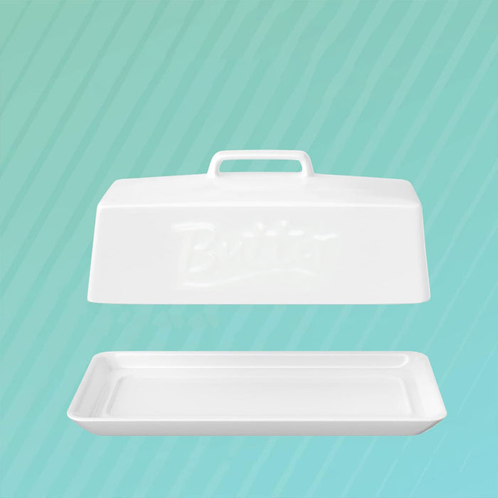 Ceramic Butter Tank with Lid Moisture Proof White 18.5cm