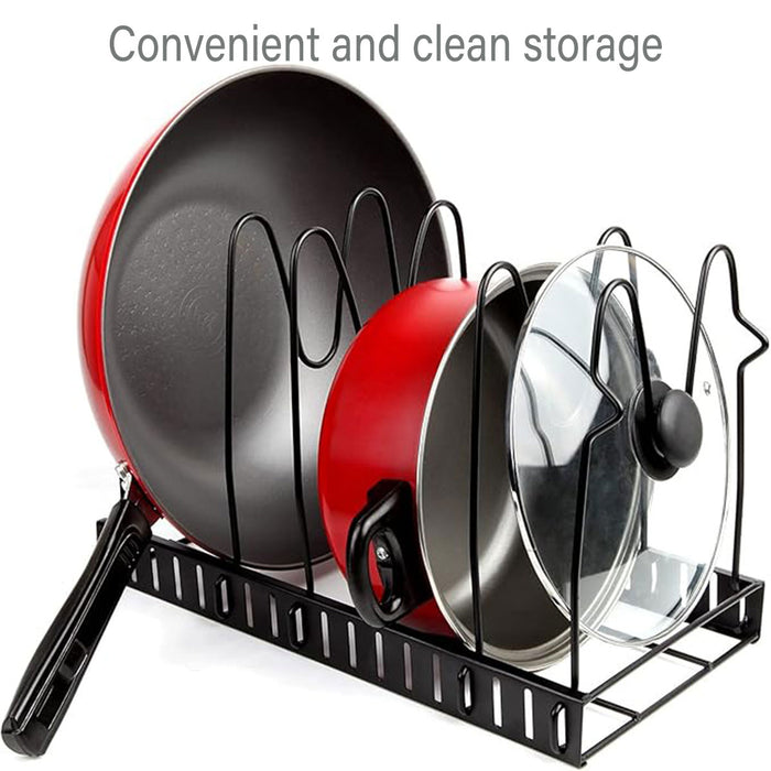 Pot Lid Storage Rack Foldable Multi Tier Iron Black
