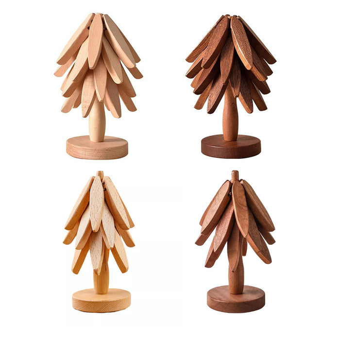 Solid Wooden Trivet for Hot Dish Walnut Christmas Tree Table Heat-Resistant Mat