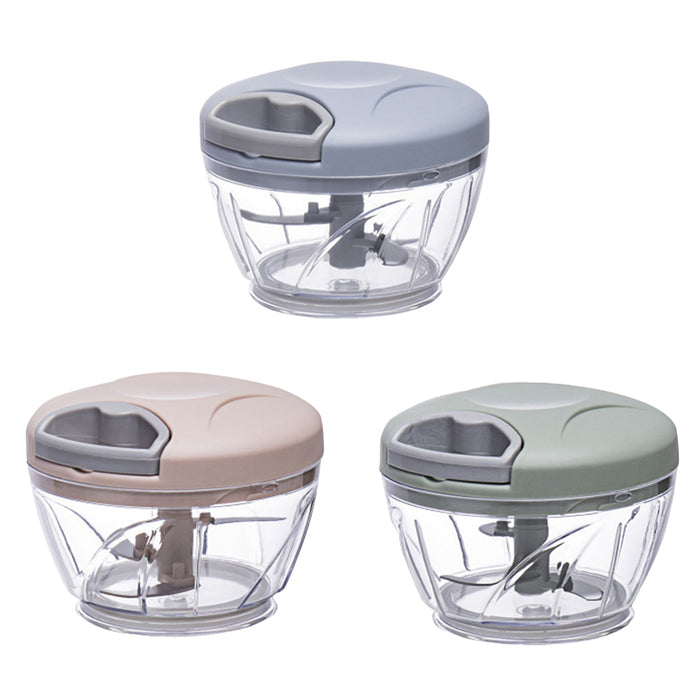 500ml Manual Food Chopper with Pull Handle and Steel Blades