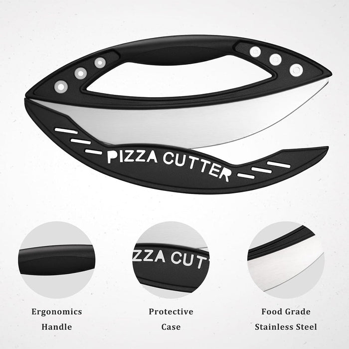 430 Stainless Steel Pizza Cutter with Protective Cover PP Handle 29.6 x 11.5 cm