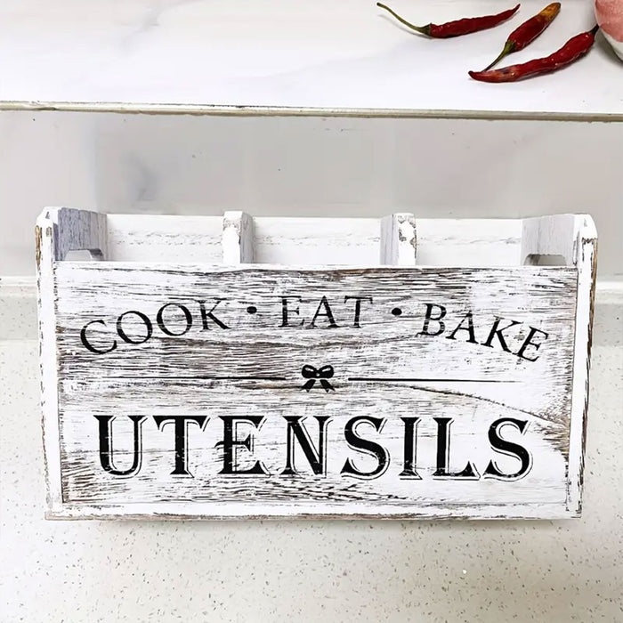 Wooden Rustic Cutlery Caddy