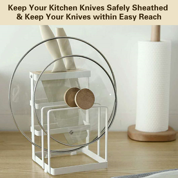 Kitchen Storage Rack Iron Bamboo Multi Slot Holder 21.4cm