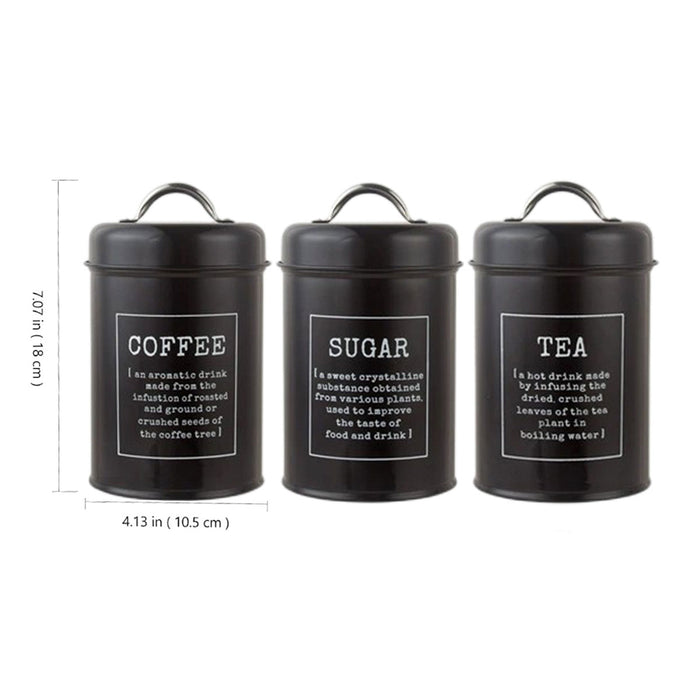 3 Pcs Airtight Storage Jars with Handles Tea Coffee Sugar