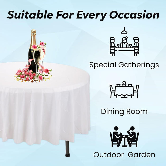 10 Pcs Round PEVA Tablecloths Waterproof Oil-Resistant 213 cm