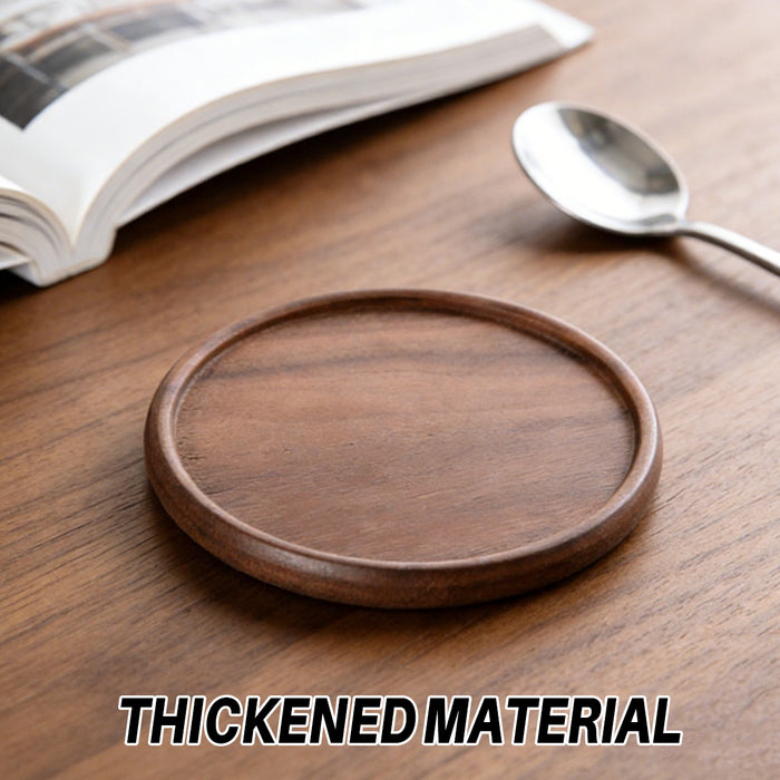 4 Pcs Round Wooden Coaster Set Heat Resistant Natural Wood Grain 8.8 cm