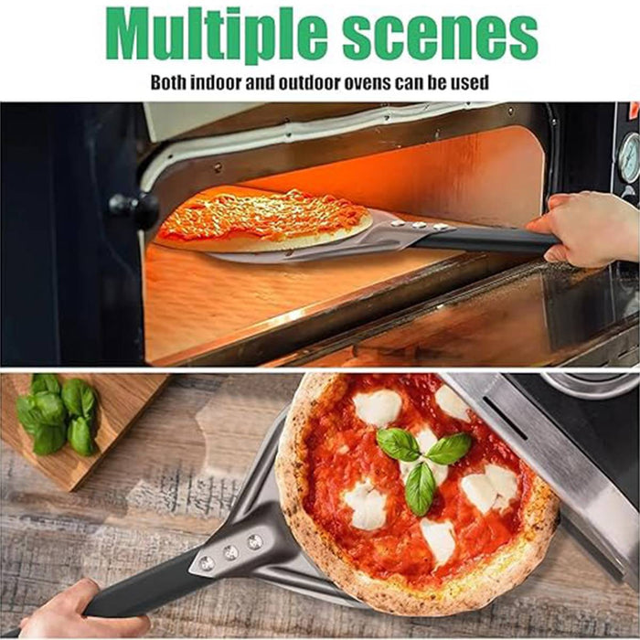 304 Stainless Steel Perforated Pizza Peel with Wooden Handle 3 Sizes 7 in / 8 in / 9 in