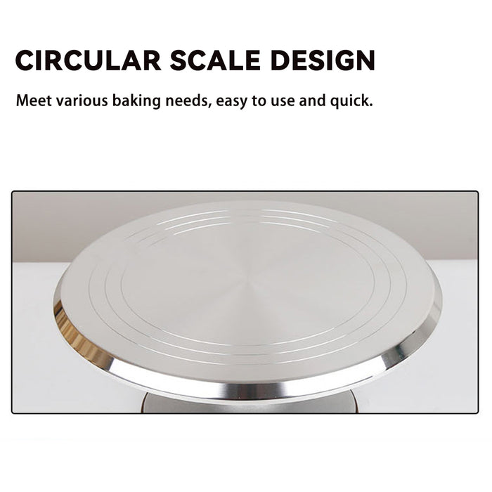 Cake Turntable Aluminum Alloy 31cm with Silicone Base Silver