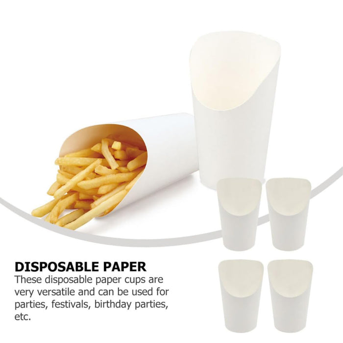 100 Pcs French Fry Cups White Oil Resistant 12oz 14oz 16oz