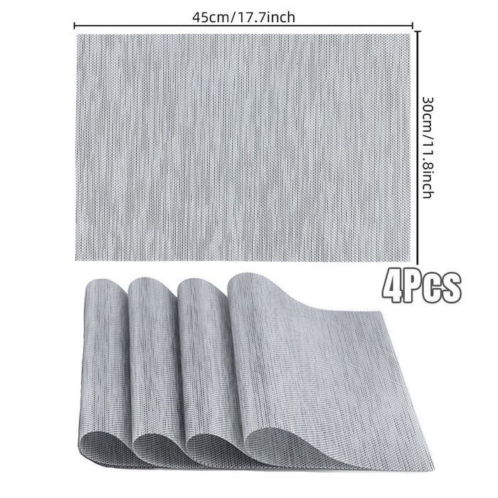 4pcs PVC Braided Placemat Heat Insulation Mat Home Non-slip Waterproof Coaster