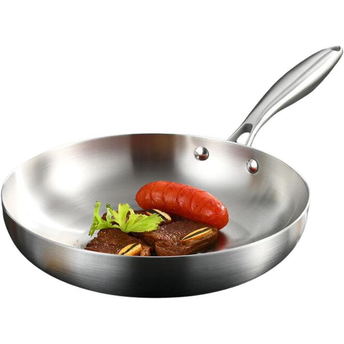 304 Uncoated Stainless Steel Wok Pan Triple-Layer Base for Induction and Gas Stove