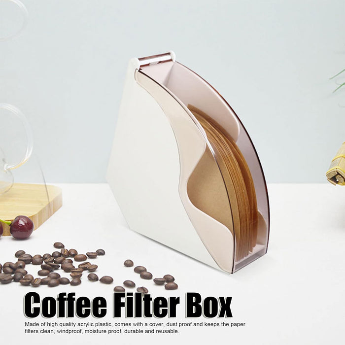 Acrylic Coffee Filter Storage Box Sealed Lid Holds 200