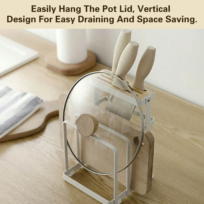 Kitchen Storage Rack Iron Bamboo Multi Slot Holder 21.4cm