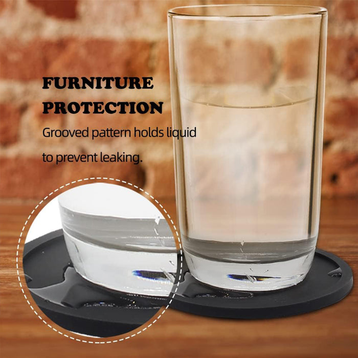 12 Pcs Silicone Coasters with Grooved Design 10cm