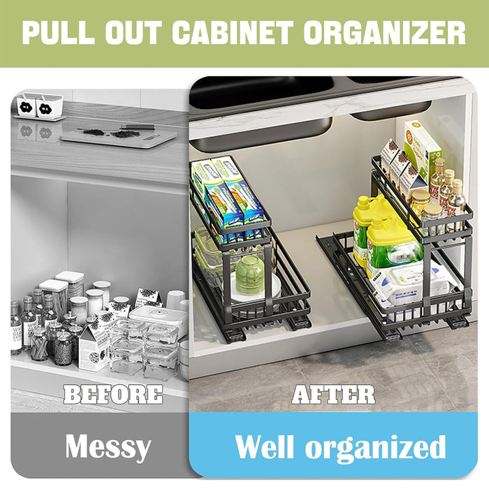 Pull Out Storage Rack Silent Rails Carbon Steel Black