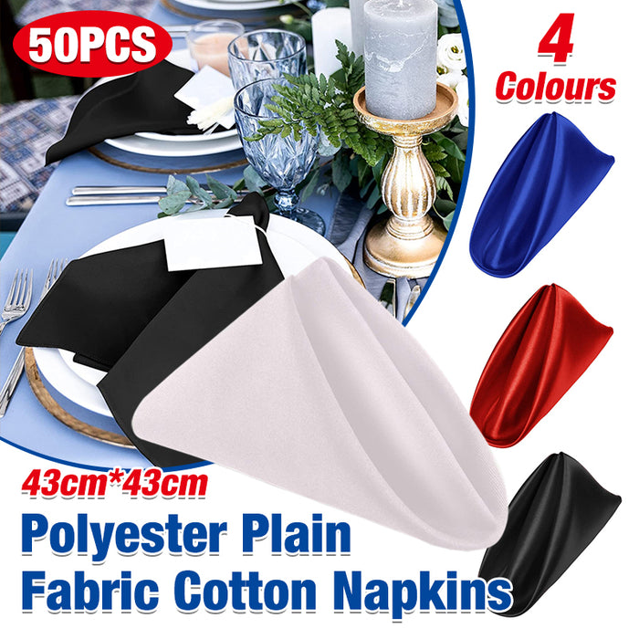 50PCS Polyester Plain Fabric Napkins for Wedding and Dinner Table | 43x43cm