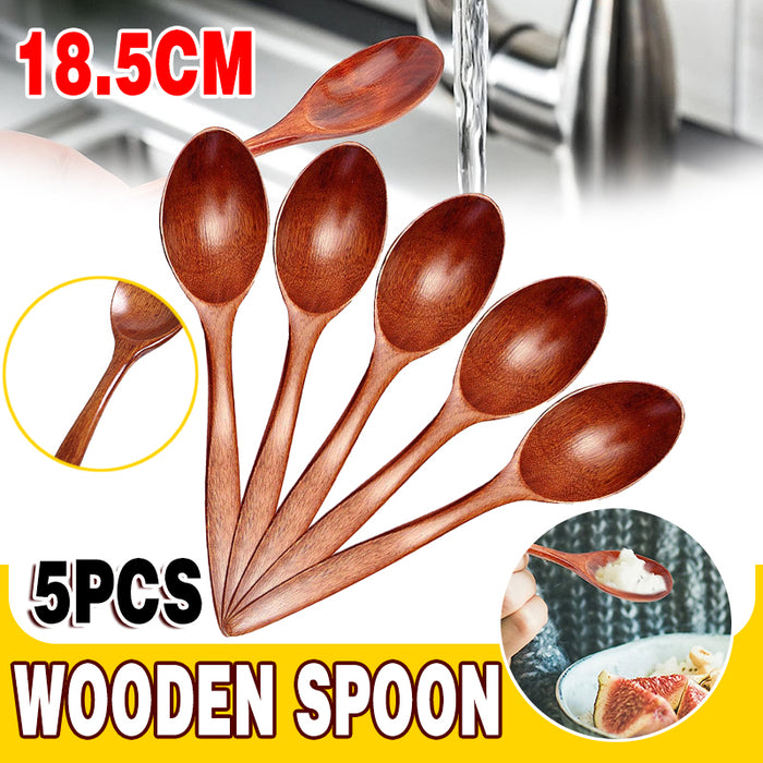 5 Pcs Wooden Spoons Durable Kitchen Tableware Set