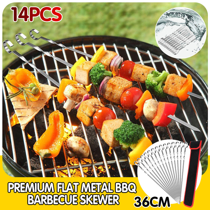 Stainless Steel BBQ Skewers 17 Inch Flat Wide Blade, 17 inches