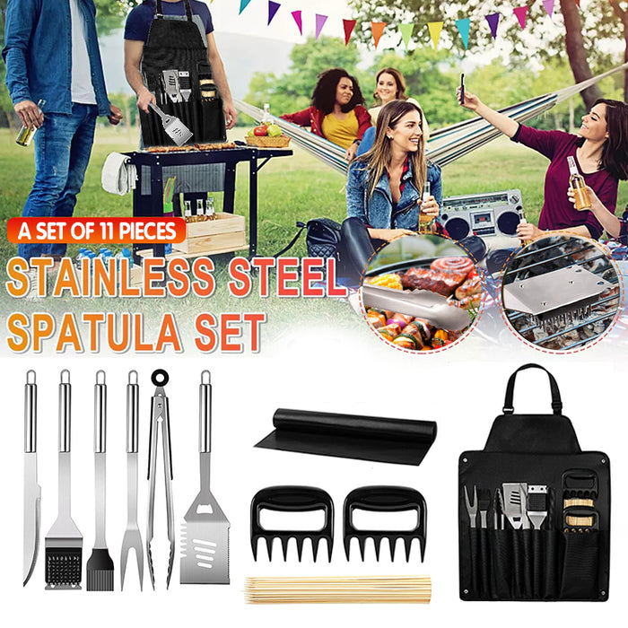 Stainless Steel BBQ Tool Set with Storage Apron and Meat Claws