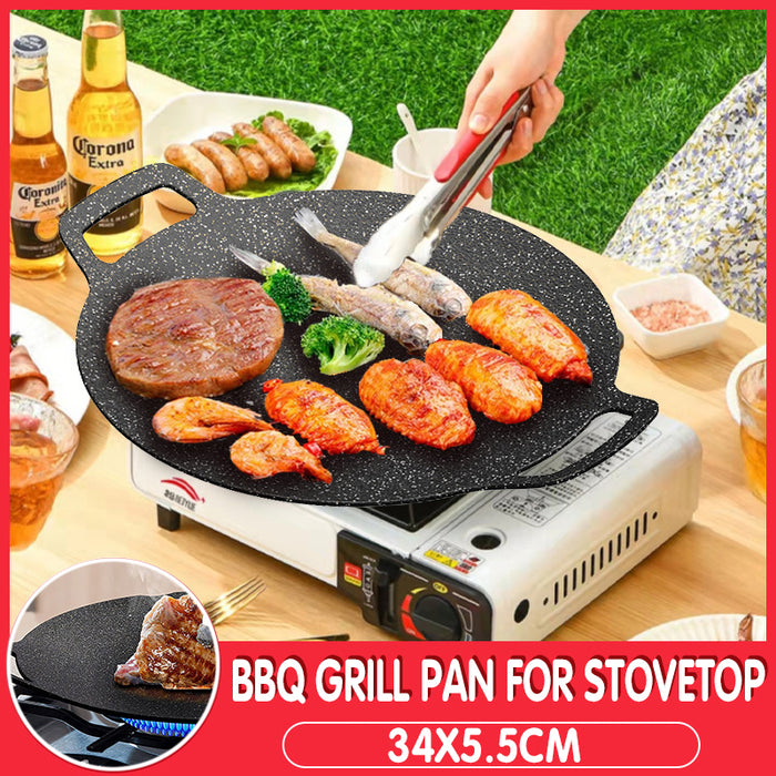 Korean Nonstick BBQ Grill Pan for Stovetop Barbecue Portable Hot Plate Outdoor