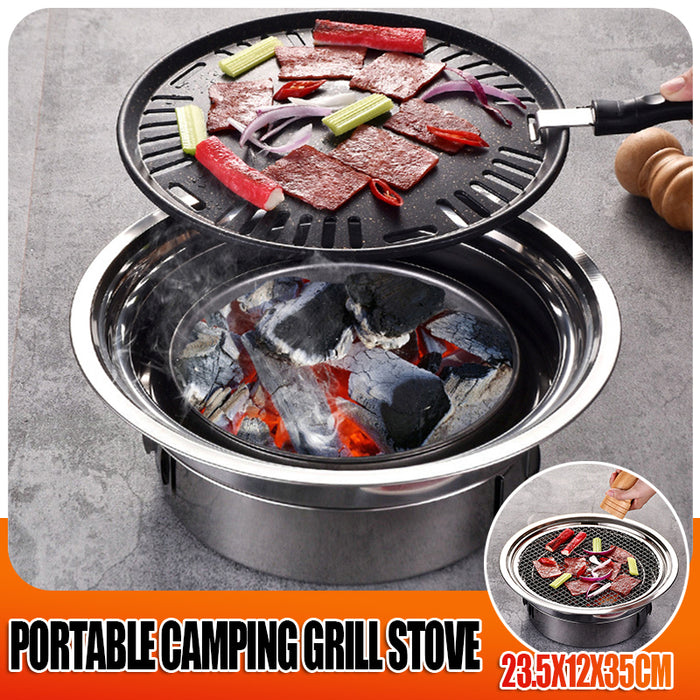 Portable Charcoal BBQ Grill Stainless Steel Medium