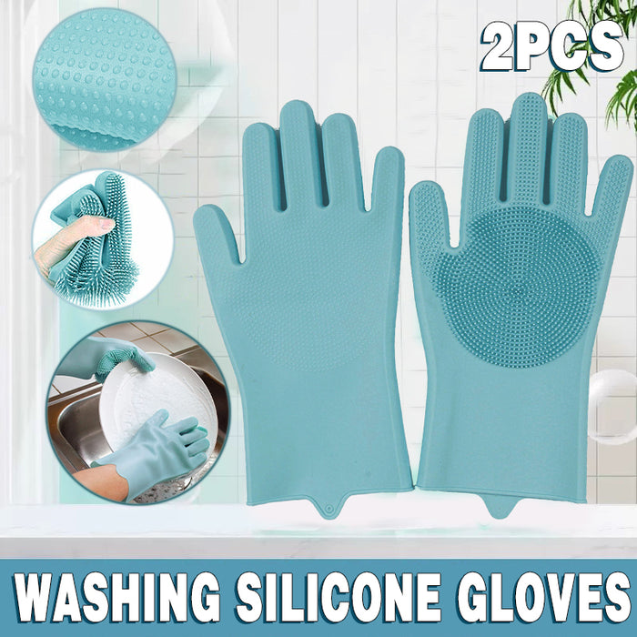 Silicone Dishwashing Gloves, Food Grade, Flexible & Easy to Clean, 1 Pair