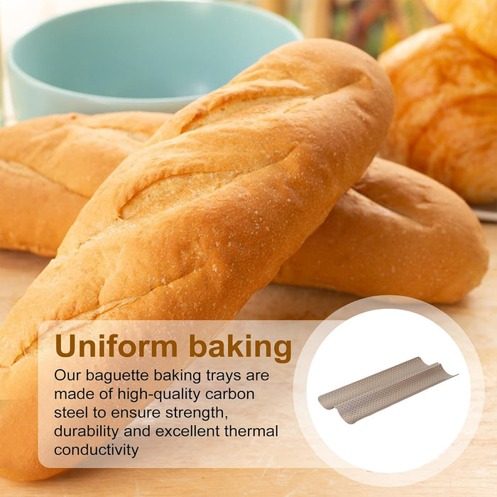 Nonstick Baguette Baking Tray with 2 Compartments Carbon Steel