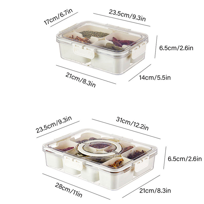 Airtight Food Grade Storage Box Multi Compartment White Clear Lid