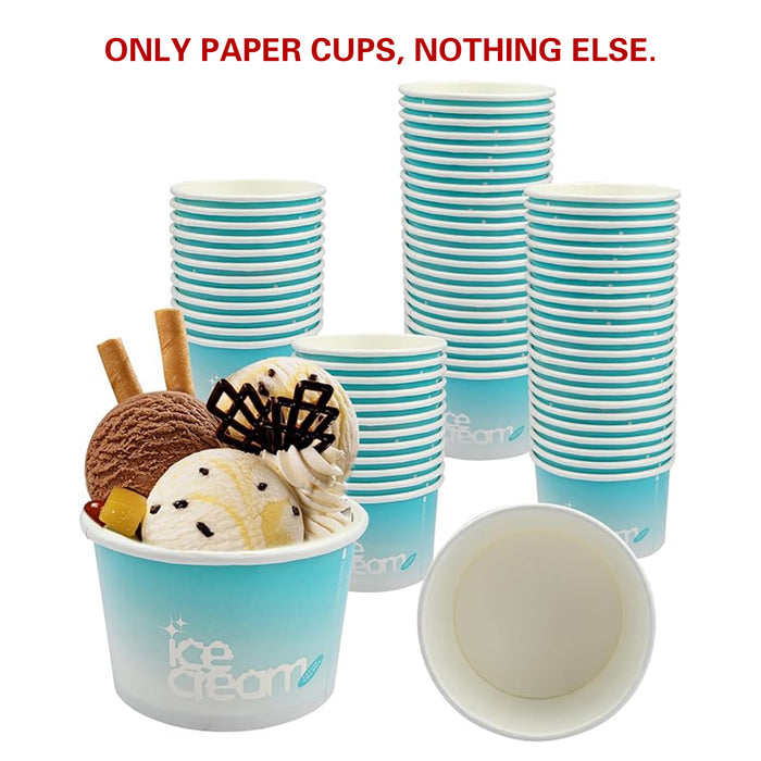 100 Pcs 4oz Paper Ice Cream Cups Waterproof Oil-Proof