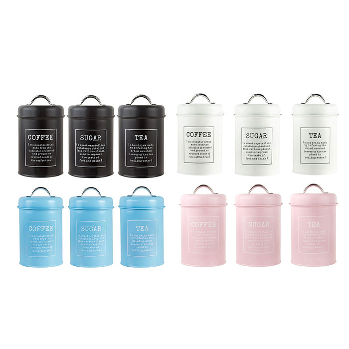 3 Pcs Airtight Storage Jars with Handles Tea Coffee Sugar