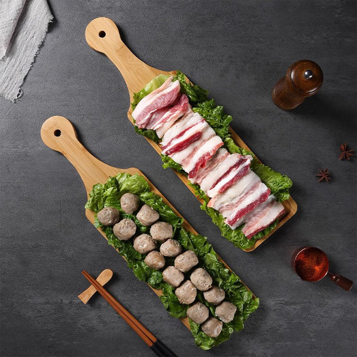 Long Wooden Serving Tray with Handle 60 x 11.5 cm for Hot Pot