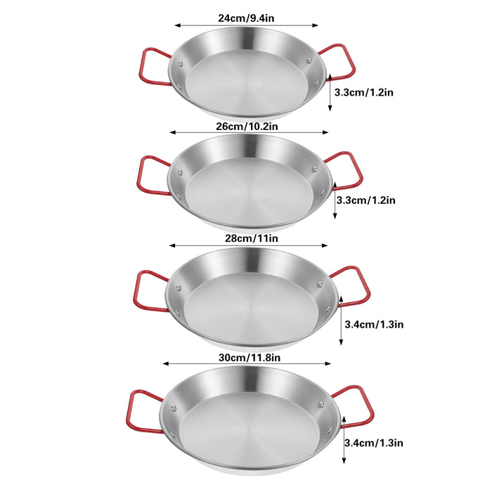Stainless Steel Seafood Plate with Red Handle 304 Food-Grade 24 to 30 cm
