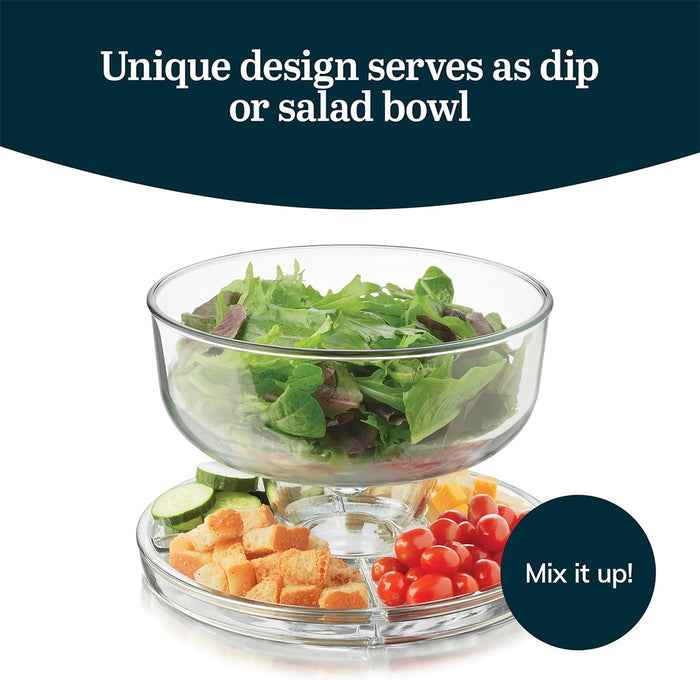 Multi-Function Clear Plastic Cake Stand Salad Bowl and Fruit Platter 30.7 cm