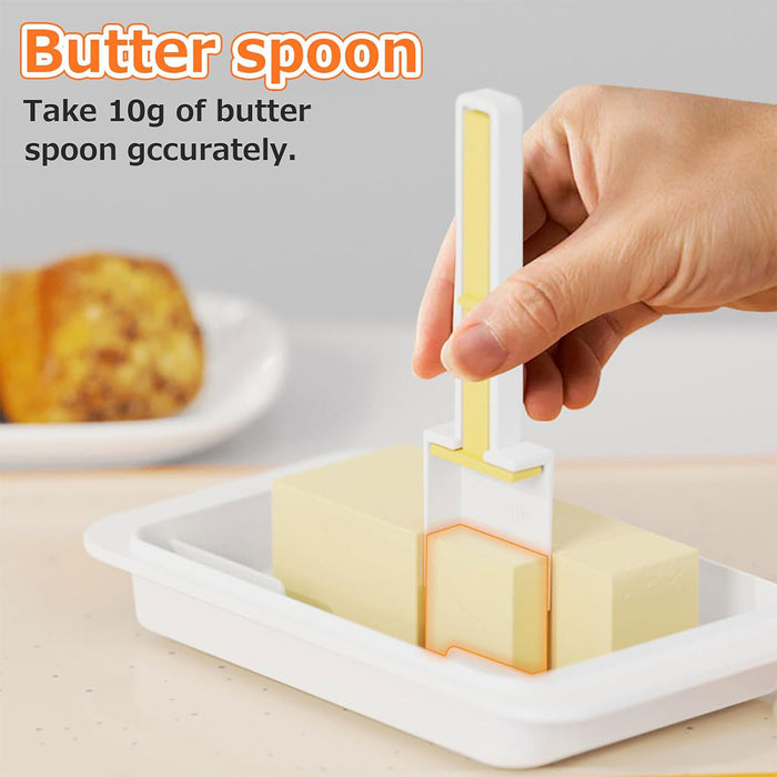 Butter Storage Box with Spoon Airtight Grid PP 280g