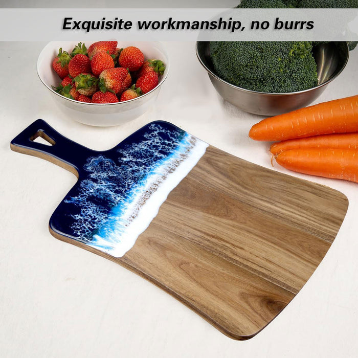 Wave Cutting Board Wood With Resin Coating Handle 36cm