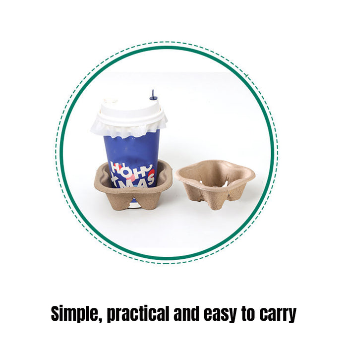 100 Pcs Recycled Paper Pulp Cup Tray 2 4 Cup Carrier