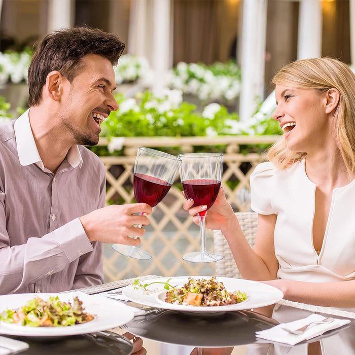 8 Pcs Plastic Wine Glasses 210ml Twill Design Transparent