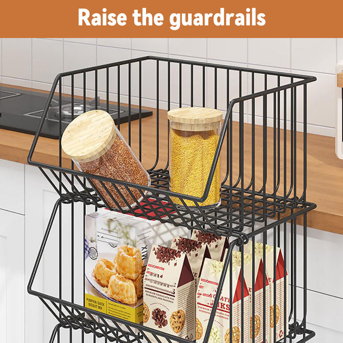 5 Layer Kitchen Storage Rack With Locking Wheels Black