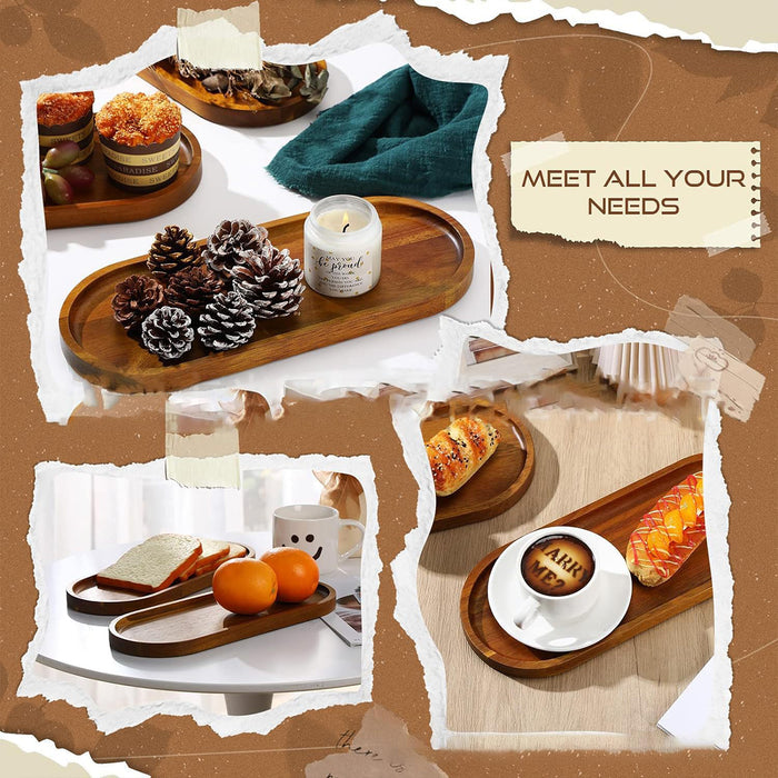 8 Pcs Wooden Serving Tray for Cake Snacks and Dim Sum 29 x 10.5 cm