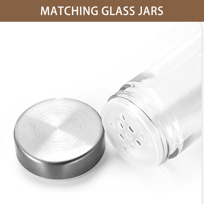 Stainless Steel Rotating Spice Rack with 12 Glass Jars