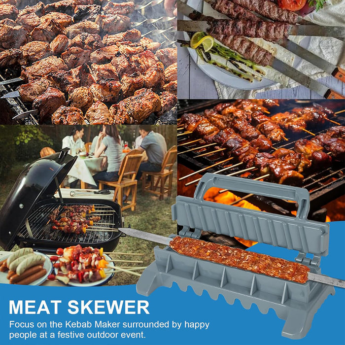 Foldable Barbecue Mold Skewer Maker with Flip Cover Grey