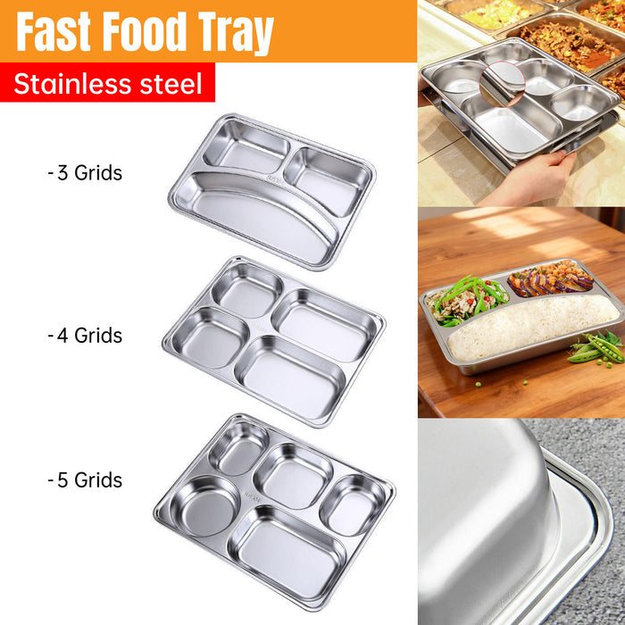 Stainless Steel Compartmentalized Dinner Tray