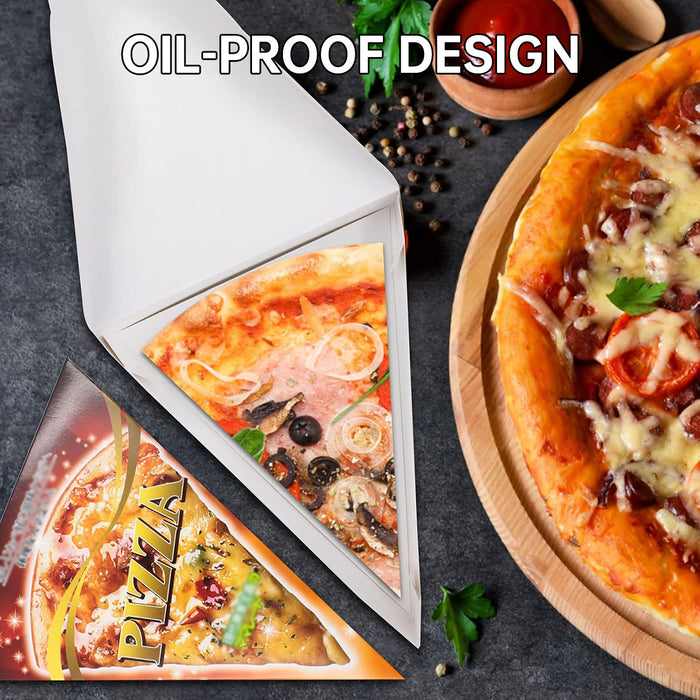 100 Pcs Triangle Pizza Slice Box Food-Grade Oil-Proof Paper 24.5 x 18.5 x 4.5 cm