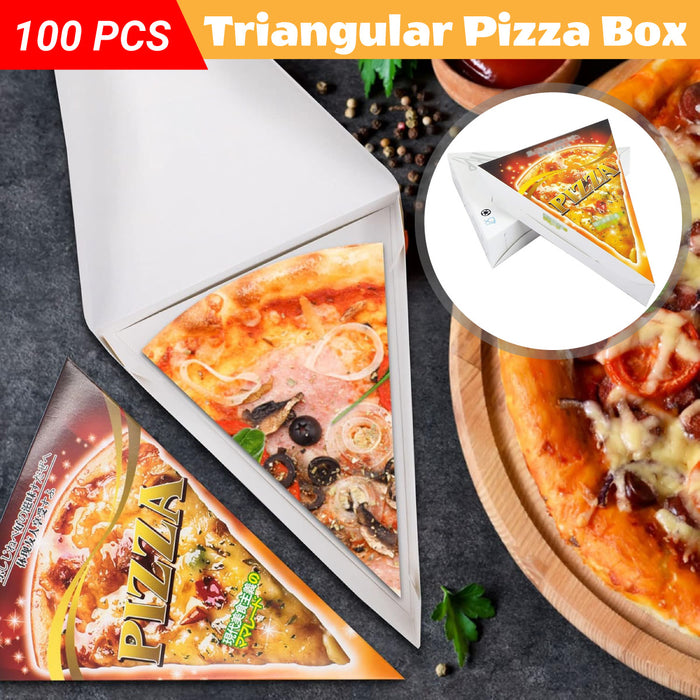 100 Pcs Triangle Pizza Slice Box Food-Grade Oil-Proof Paper 24.5 x 18.5 x 4.5 cm