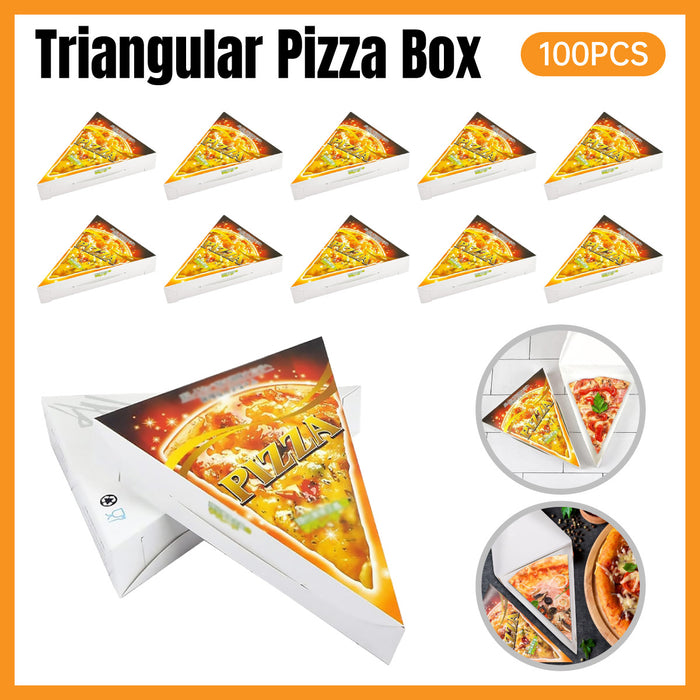 100 Pcs Triangle Pizza Slice Box Food-Grade Oil-Proof Paper 24.5 x 18.5 x 4.5 cm