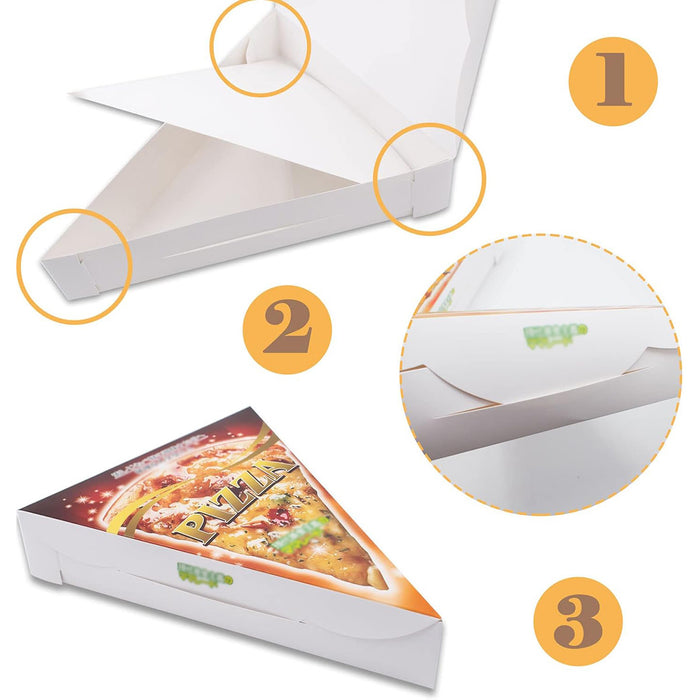 100 Pcs Triangle Pizza Slice Box Food-Grade Oil-Proof Paper 24.5 x 18.5 x 4.5 cm