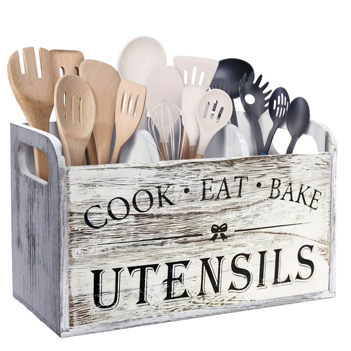 Wooden Rustic Cutlery Caddy