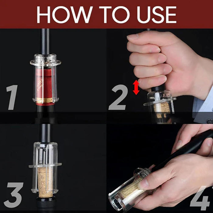 4 Pcs Wine Bottle Opener Set with Vacuum Stopper Foil Cutter
