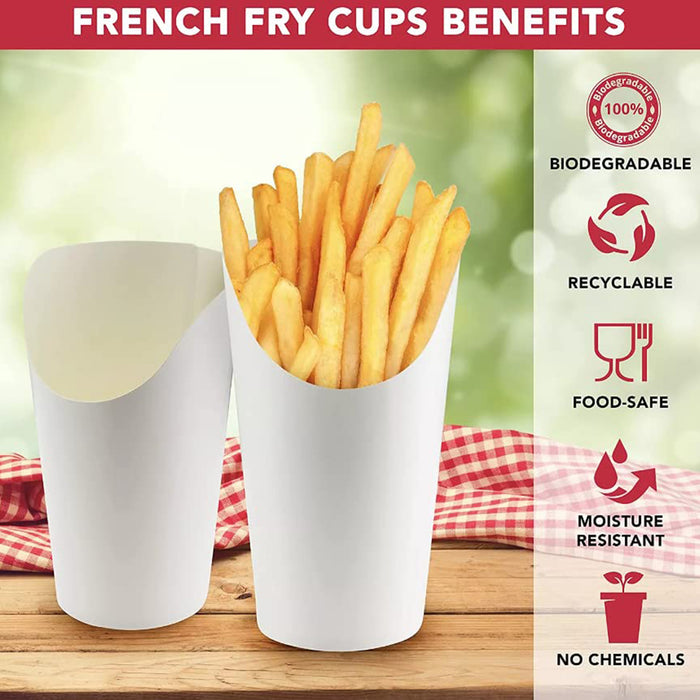 100 Pcs French Fry Cups White Oil Resistant 12oz 14oz 16oz