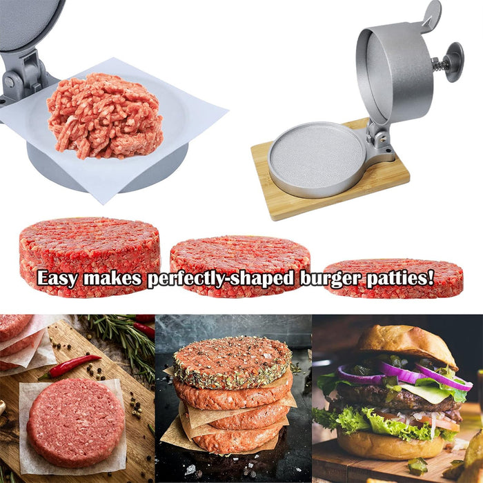 Flip Top Burger Press Meat Patty Maker Spring Plunger